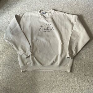 Oversized Venice Italy Crewneck, Size XL, Beige Material with Dark Brown Design
